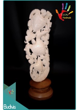 wholesale 100 % In Handmade Hand Carved Bone Turtle Scenery Ornament Best Seller, Home Decoration