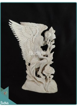 wholesale Angel Picking Roses Scenery Bone Carving Ornament, Home Decoration