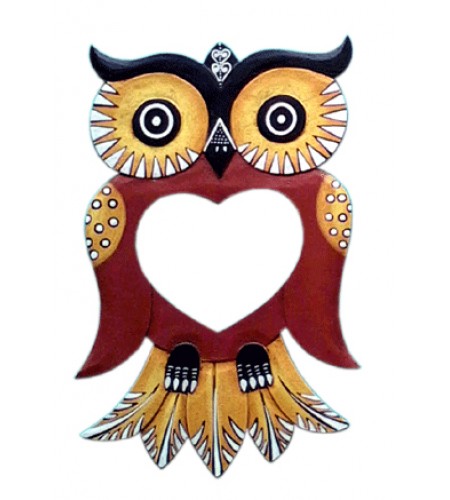 Antique Mirror Wooden Owl, Antique Mirror Owl Glass Circle, Antique Wooden Owl Hand Carved Mirror, Owl Wall Mirror, Vintage Celestial Wooden Owl Mirror, Wood Mirror Owl Wall Mounted