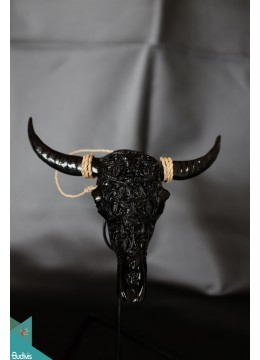 wholesale Artificial Resin Buffalo Skull Head Wall Decoration Black, Resin Figurine Custom Handhande, Statue Collectible Figurines Resin, Home Decoration