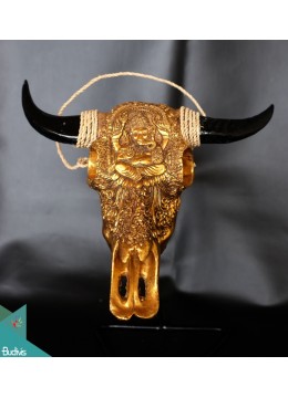 wholesale Artificial Resin Buffalo Skull Head Wall Decoration Gold , Resin Figurine Custom Handhande, Statue Collectible Figurines Resin, Home Decoration