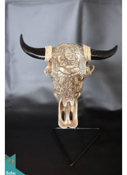 wholesale Artificial Resin Buffalo Skull Head Wall Decoration Silver, Resin Figurine Custom Handhande, Statue Collectible Figurines Resin, Home Decoration
