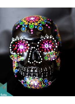wholesale Artificial Resin Skull Head Hand Painted Wall Decoration Mandala, Resin Figurine Custom Handhande, Statue Collectible Figurines Resin, Home Decoration