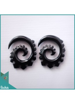 wholesale Bali  Carved Spirall Black Horn Body Piercing, Costume Jewellery