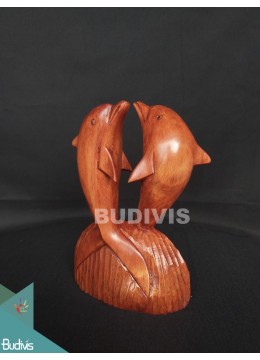 wholesale Bali Manufacturer Wood Carved Dolphin Couple Wholesale, Home Decoration