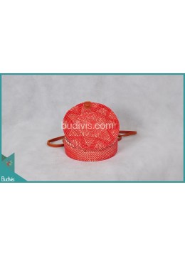 wholesale Bali Round Bag Pink Synthetic Rattan, Fashion Bags