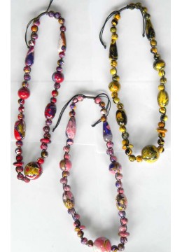 wholesale Beaded Wood Abstrack Necklace, Costume Jewellery