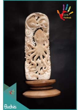wholesale Best Seller Hand Carved Bone Octopus Scenery Ornament Top Model, Home Decoration
