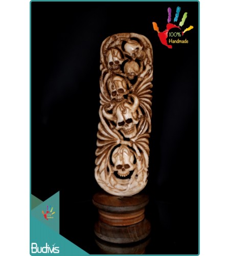 Best Seller Hand Carved Bone Skull Scenery Ornament Bali