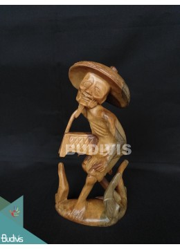 wholesale Best Seller Wood Carved Oldster Traditional Fishing From Indonesia, Home Decoration
