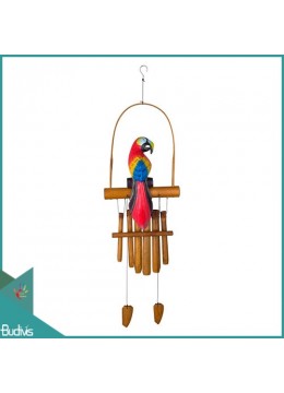 wholesale Best Style Outdoor Hanging Parrot Bamboo Wind Chimes, Bamboo Crafts