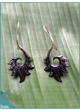 wholesale Black Fire Wooden Earrings Sterling Silver Hook 925, Costume Jewellery