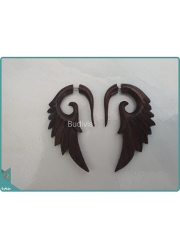 wholesale Black Wooden Wing Earrings Sterling Silver Hook 925, Costume Jewellery