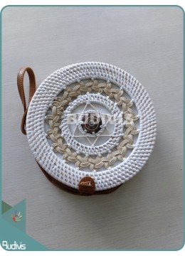 wholesale Braided  White Rattan Bag With Coconot Shell Decoration, Fashion Bags