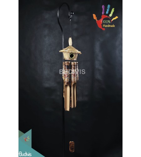 Burned Flower Fire Painting Outdoor Hanging Bamboo Windchimes