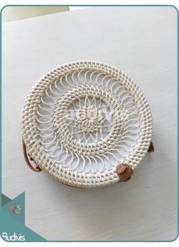 wholesale Circle Spring And Sunflower Pattern Round Rattan Bag, Fashion Bags