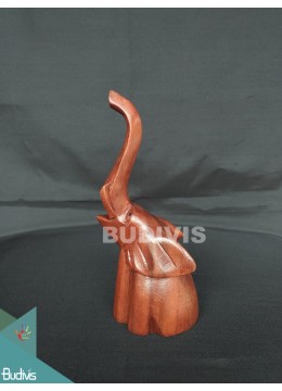 wholesale Direct Artisans Wood Carved Sitting Elephant Affordable, Home Decoration