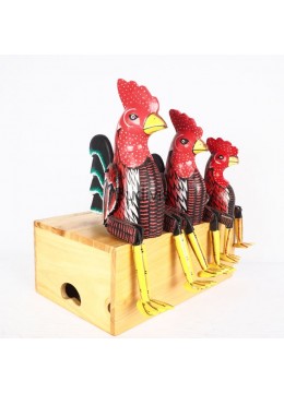 wholesale Direct Factory Artisans Set Wooden Statue Animal Model, Rooster, Home Decoration