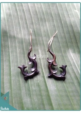 wholesale Floral Wooden Earrings  Sterling Silver Hook 925, Costume Jewellery