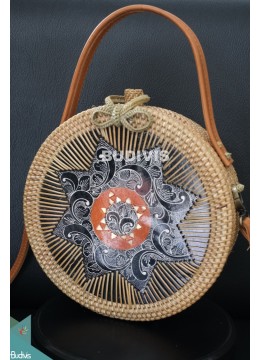 wholesale Hand Bag And Cross Body Rattan Round Bag With Batik Ornament, Fashion Bags