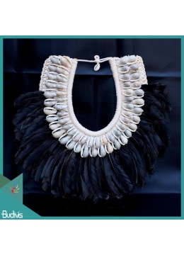 wholesale Livingroom Décoration Standing Black Feather Tribal Necklace Shell Decorative Interior, Home Decoration
