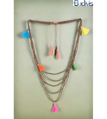Long Bead Multil Tassel Necklace
