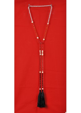 wholesale Long Beaded Lariat Tassel Necklace with Pearl, Costume Jewellery