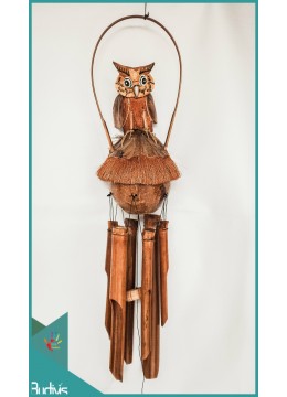 wholesale Manufactured Garden Hanging Owl Bamboo Wind Chimes, Bamboo Crafts