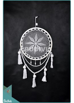 wholesale Manufacturer Dream Catcher Cotton Rope White Tassel Wooden Bead Wall Hanging Bohemian In Handmad, Home Decoration