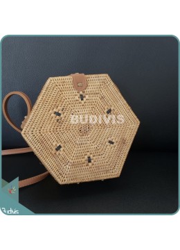 wholesale Natural Handwoven Hexagon Rattan Bag, Fashion Bags