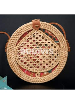 wholesale Natural Round Rattan Bag With Leaf Shape Woven, Fashion Bags