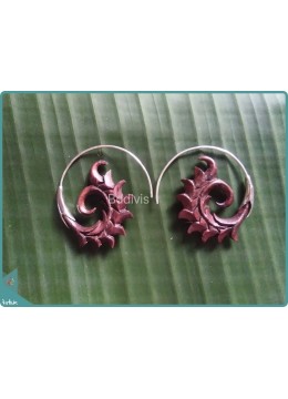 wholesale Nature Floral Wooden Handcraft Earrings Sterling Silver Hook 925, Costume Jewellery