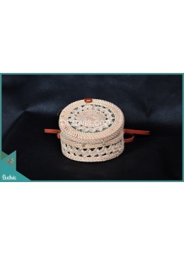wholesale Original Bali Round Bag White Synthetic With Side And Circle Triabal Rattan, Fashion Bags
