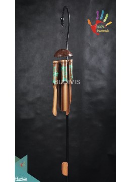 wholesale Outdoor Hanging Windchimes Coco Tree Hand Painting, Bamboo Crafts