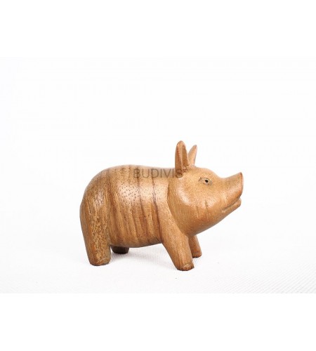 Pig Wood Figurine / Statue Home or Garden Decoration
