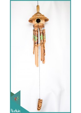 wholesale Production Bird House Garden Hanging Hand Painted Bamboo Wind Chimes, Bamboo Crafts