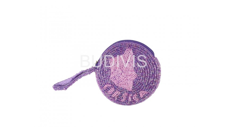 Purple Round Beaded Wallet
