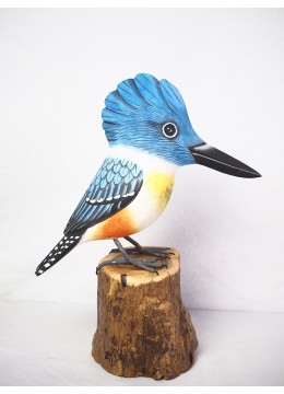 wholesale Realistic Wooden Bird Belted Kingfisher, Home Decoration