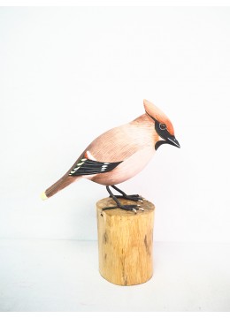 wholesale Realistic Wooden Bird Bohemian Waxwing, Home Decoration