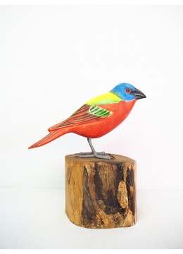 wholesale Realistic Wooden Bird Painted Bunting, Home Decoration