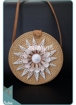 wholesale Sea Shell Star Pattern With Natural Round Rattan Bag, Fashion Bags