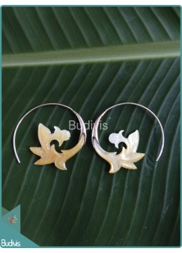 wholesale Seashell Earring With Flower Pattern Sterling Silver Hook 925, Costume Jewellery