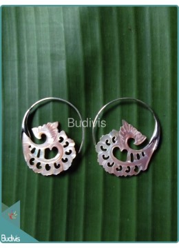 wholesale Seashell Earring With Hearts Pattern Sterling Silver Hook 925, Costume Jewellery