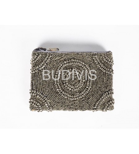 Silver Rectangle Beaded Wallet