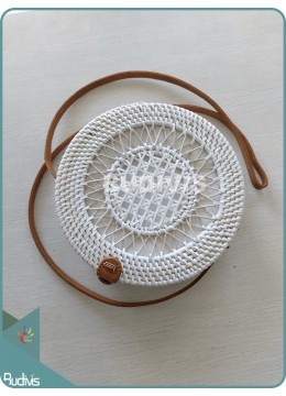 wholesale Sunflower Hand-Woven Pattern Round Rattan Bag, Fashion Bags