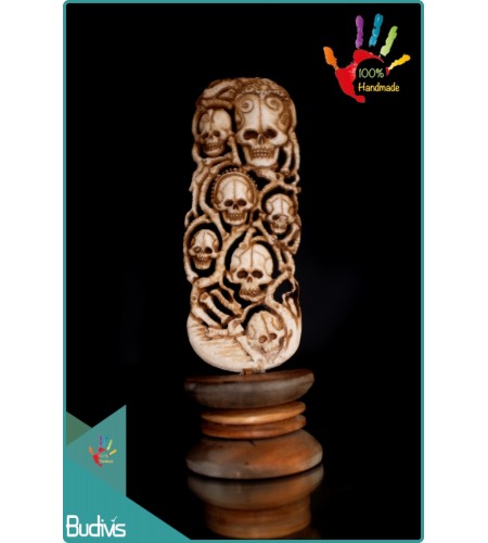 Top Hand Carved Bone Skull Scenery Ornament Cheap