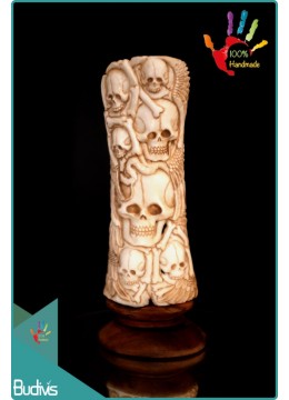 wholesale Top Model Hand Carved Bone Skull Scenery Ornament 100 % In Handmade, Home Decoration