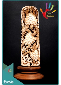 wholesale Top Model Hand Carved Bone Turtle Scenery Ornament Wholesale, Home Decoration