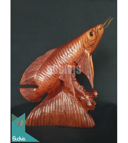Top Model Wood Carved Arowana Fish From Bali
