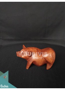 wholesale Top Model Wood Carved Pig From Bali, Home Decoration